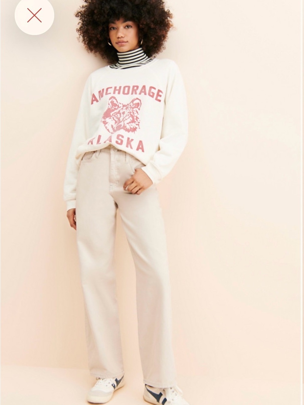 Just Black Wide Leg Jeans in Ivory